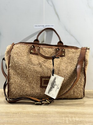 Campomaggi Tasche Frau Shopping Rindsleder Stoff Cognac Luxury Bag