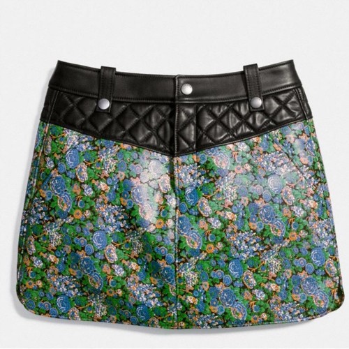 COACH leather skirt curve hem floral black quilted mini 1941 collection - Picture 10 of 10