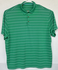 Nike Golf Dri-Fit Striped Performance Activewear Polo Shirt Green White Mens 3XL