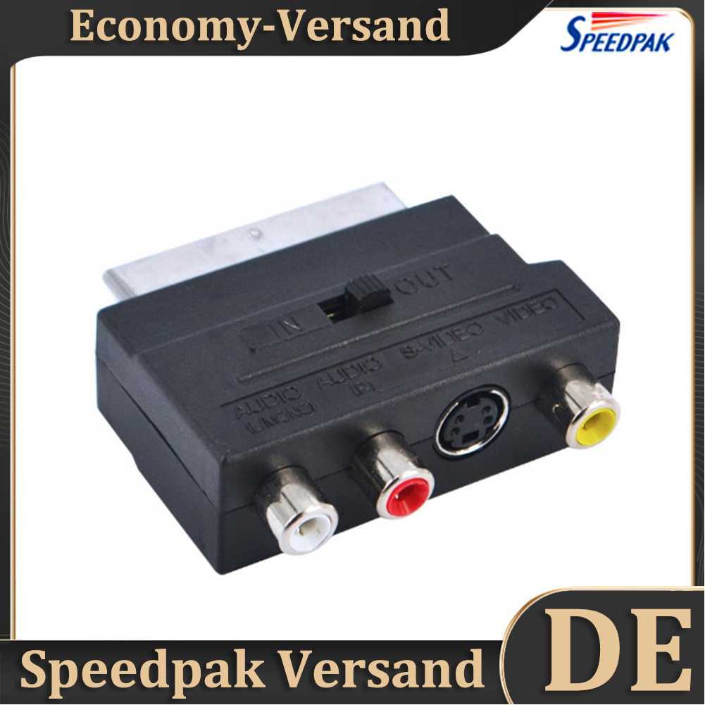 SCART Male to 3 RCA Female Adapter TV DVD Reorder Input Output Switch Converter