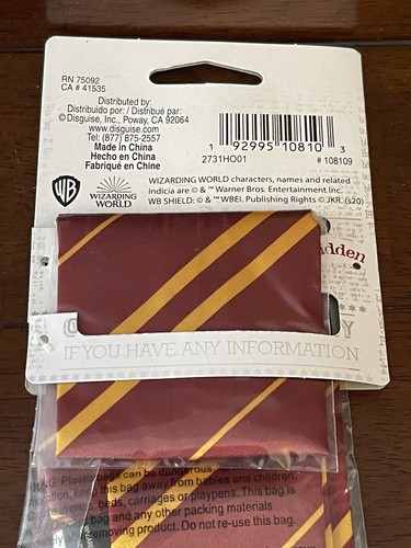Cravatta Harry Potter Grifondoro Mondo Magico Nuova 14+ Travestimento Nuova Cravatta Costume - Foto 5 di 5