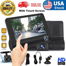 4" Touch Screen Dash Cam 1080P Dual Lens Car DVR Recorder Front and Rear Camera
