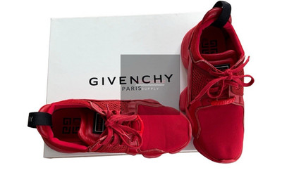 Givenchy Jaw Men s Red Leather Low Top Lace-Up Athletic Sneakers Rubber Sole