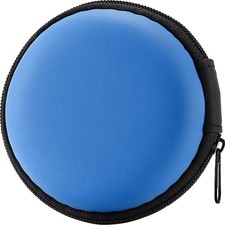 Protective Blue Round Earphone Earbud Hard Carrying Case Storage Bag