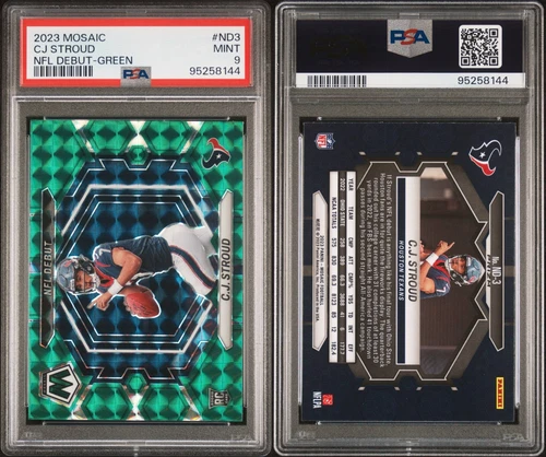 💥2023 Panini Mosaic Football CJ Stroud NFL Debut Green Prizm RC #ND3 PSA 9💥