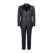 Jos. A. Bank Mens Black Wool Tuxedo Notch Suit Set Jacket Sz 48RG Pants 39x27