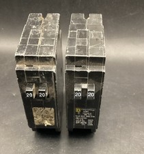 Lot Of 2 Used Square D HOMT2020 Tandem Breaker 20/20 Amp 1 Pole 120/240V 20A    