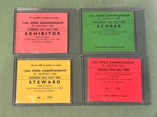 1984 British Open Golf Badge Tickets LOT St. Andrews Seve Ballesteros WIN!