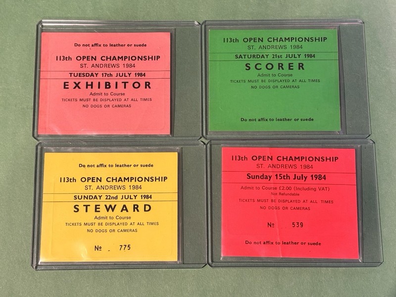 1984 British Open Golf Badge Tickets LOT St. Andrews - Seve Ballesteros WIN!