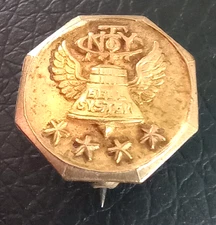 Bell System 10k gold filled service pin 4 star 0.5"