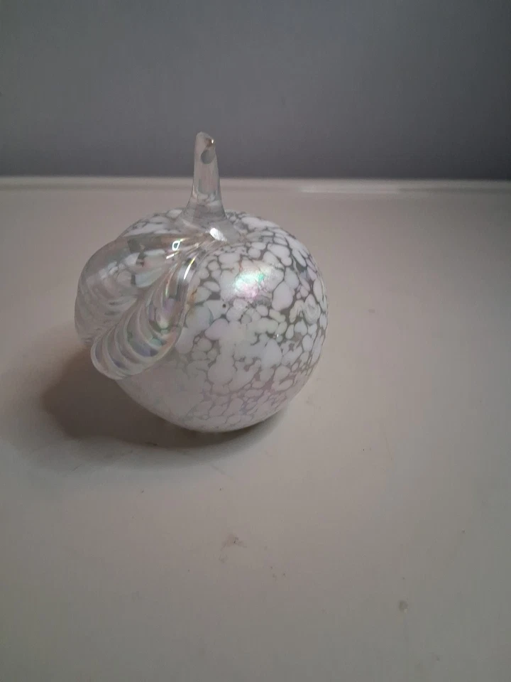 Espectacular Pisapapeles Iridiscente Blanco Rosa Vidrio Millefiori Iridiscente Foto 2 de 4