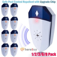 1-8PACK Ultrasonic Pest Repeller Electronic Indoor Plug in for Insects, Pest Con