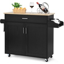 Kitchen Island Storage Trolley Rolling Cart Shelves Cupboard Cabinet Drawer Home
