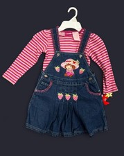 RARE Vintage Strawberry Shortcake Denim Overalls Dress NWT Size 4T