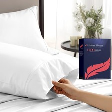 100 Egyptian Cotton Pillow Cases King Size Set of 2 - Luxury 1200 Thread Cou...