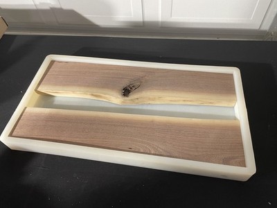 24'' x 12'' x 1.5'' Silicone Epoxy Mold + Black Walnut Slabs   River / Charcuterie