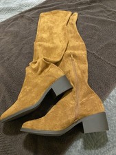 Women s Brown Knee high Faux Suede Casual Boots