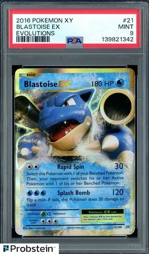 2016 Pokemon XY Evolutions #21 Blastoise Ex PSA 9 MINT