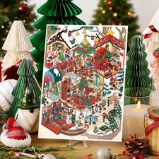 3D Scene Sticker Set, 9.8 x 7 inch Large Format Holiday Themed