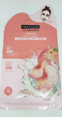 4-PACK! Freeman, Hydrating, 2-step Peel Pad+Mask Peach And Yogurt
