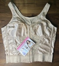 Exquisite Form 5107565 Front Close Lace Longline Posture Bra Beige 510-7565 NEW