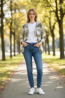 Justify Hoodie Plaid Flannel Womens Shirt Multicolor Size L Outwear Fall Retro