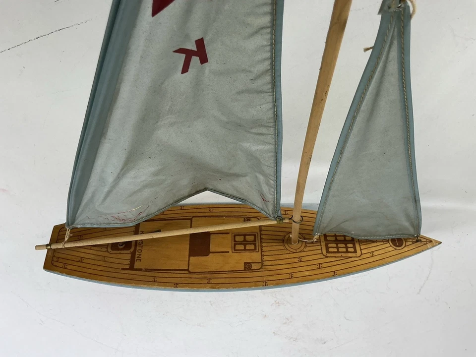 "Velero Keystone vintage de 20"" juguete náutico velas y mástil originales" Foto 4 de 4