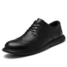 Men's Dress Business Shoes Low-top Lace Up Genuine Cow Leather Round-toe Shoes