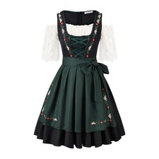 Oktoberfest Costume for Women - 2 Pcs Bavarian Dirndl Dress, Festive Outfit