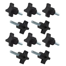 POWERTEC 10 Pack 5/16"-18 4 Point Knobs with 1" Threaded Stud, Thumb Screw Kn...