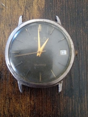 Polo Swiss Dial Stainless Steel Quartz *Untested* No Battery Vintage 5 jewels 
