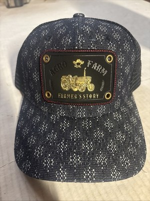 KNITE Agro Farm Farmer s Story Trucker Hat Cap Black W/ Gold Metal NWOT Rare