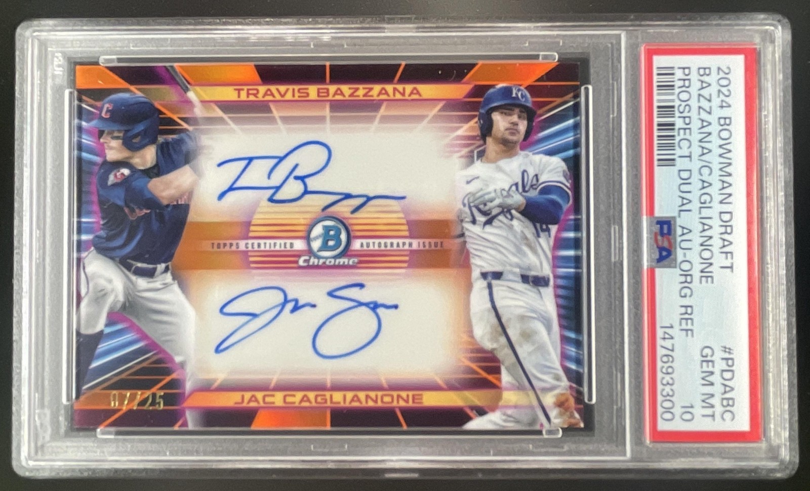 2024 Bowman Draft Travis Bazzana Jac Caglianone Auto Orange Refractor /25 PSA 10