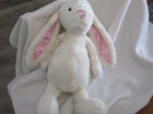 Petting Zoo White Pink Bunny Rabbit Lovey Plush Embroidered Eyes Baby 16" satin