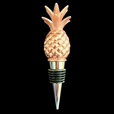 Copper Tone Metal Pineapple Wine Bottle Stopper Barware Bar Tool EUC