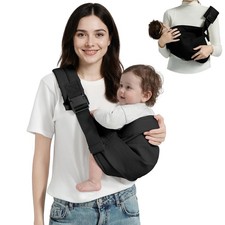 Baby Sling Carrier, Toddler Carrier Sling with Double Safety Buckle and Adjus...