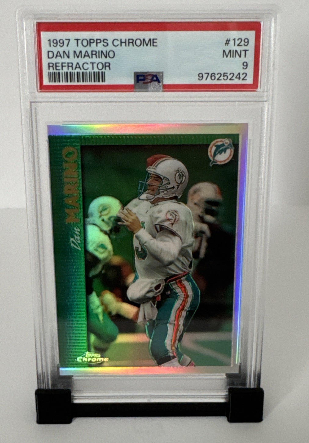 1997 Topps Chrome #129 Dan Marino Refractor PSA 9 Mint NFL Miami