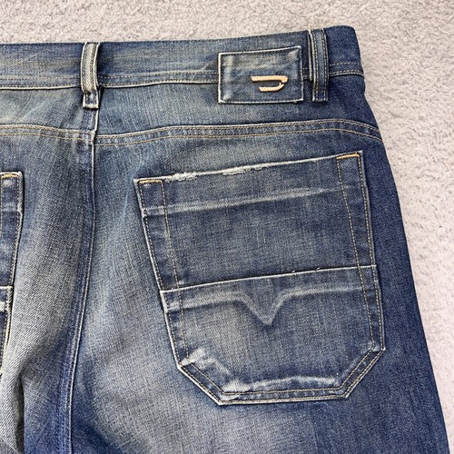 Diesel Zigby Jeans Herren 33x33 Button Fly Made in Italy Distressed Dark Wash Denim - Bild 10 von 19