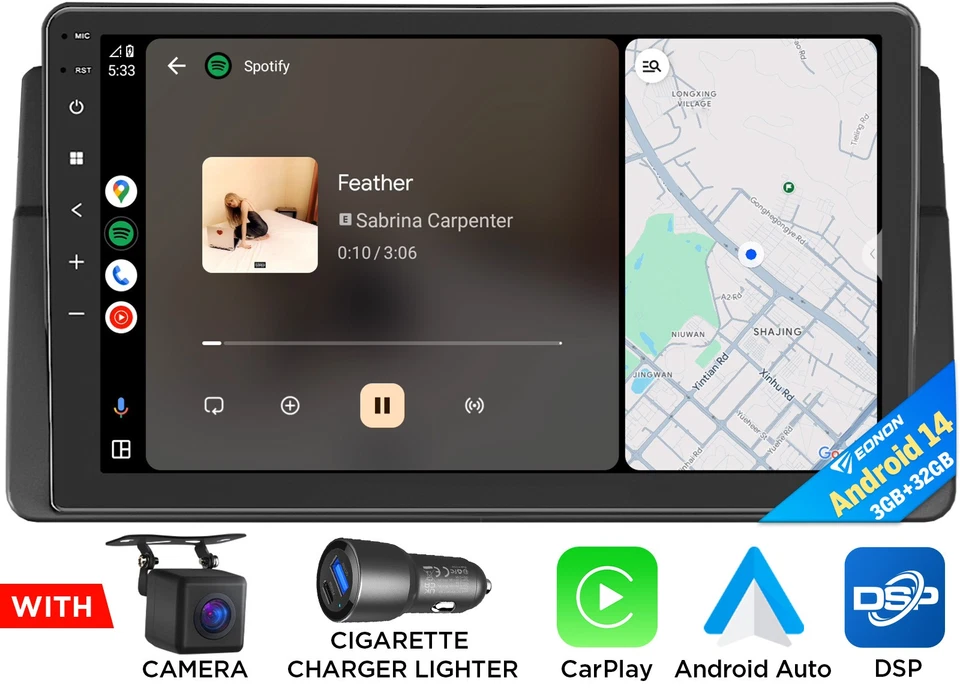 Für BMW E46 M3 Eonon E46X7 Android 14 Auto Autoradio 9" GPS Navi CarPlay Stereo