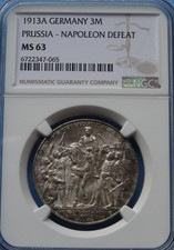 Preußen 1913 A 3 Mark NGC MS 63!! Hohes Grading!
