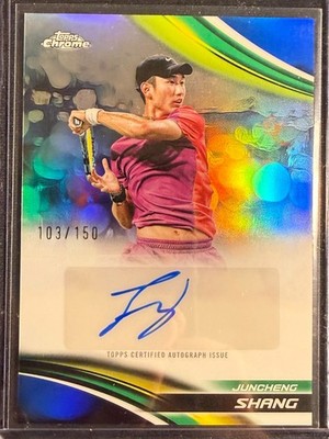 Juncheng Shang 2025 Topps Chrome Tennis Blue Refractor Auto Autograph #/150