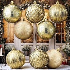 12 Pcs Champagne Extra Large Christmas Ball Ornaments Set, 4 Inch Giant Overs...