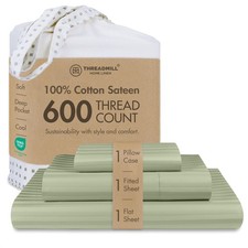 100 Cotton Sheets for Twin Size Bed - 600 Thread Count Twin Bed Sheets Set w...