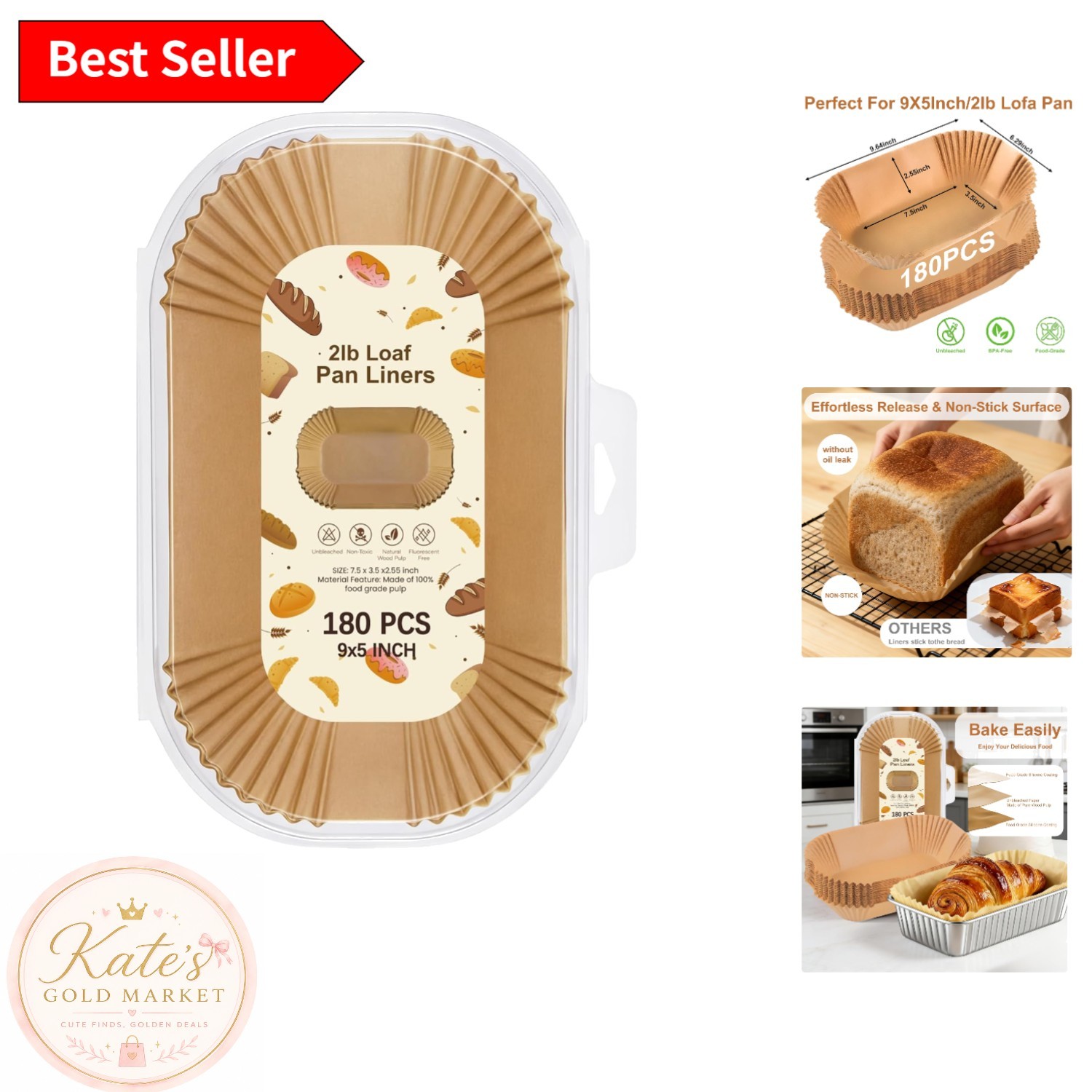180 Pc Loaf Pan Liners 9x5 Inch