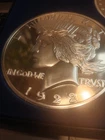 ONE POUND 1922 PeaceSILVER DOLLAR PROOF COIN! 3 1/2" SILVER PLATED COPPER!