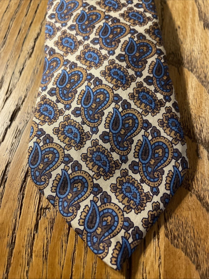 Corbata de seda vintage usada en excelente estado John Weitz por Birmania Paisley Repp EE. UU. Foto 2 de 4