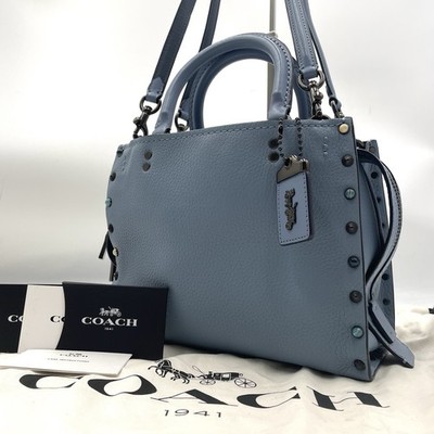 Coach Rogue 25 1941 Handbag Shoulder Bag 2Way Leather Blue 53405