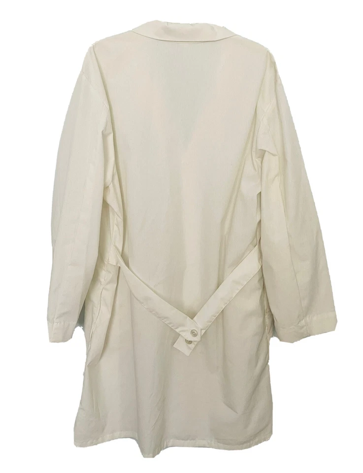 Meta Lab Coat Unisex White Medical Jacket Pocket 4 Button Cotton Blend XL New - Image 3 of 4