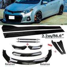 For Toyota Corolla Type Front Bumper Lip Spoiler Side Skirt Rear Gloss Black