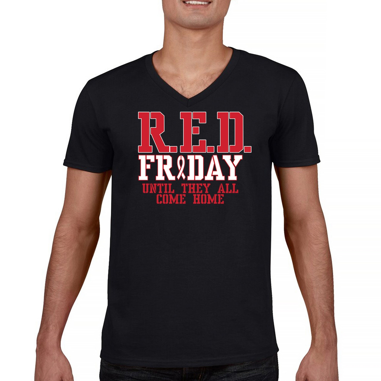 ALTRA T shirt collo a V RED Friday Until They All Come Home militare americana americana